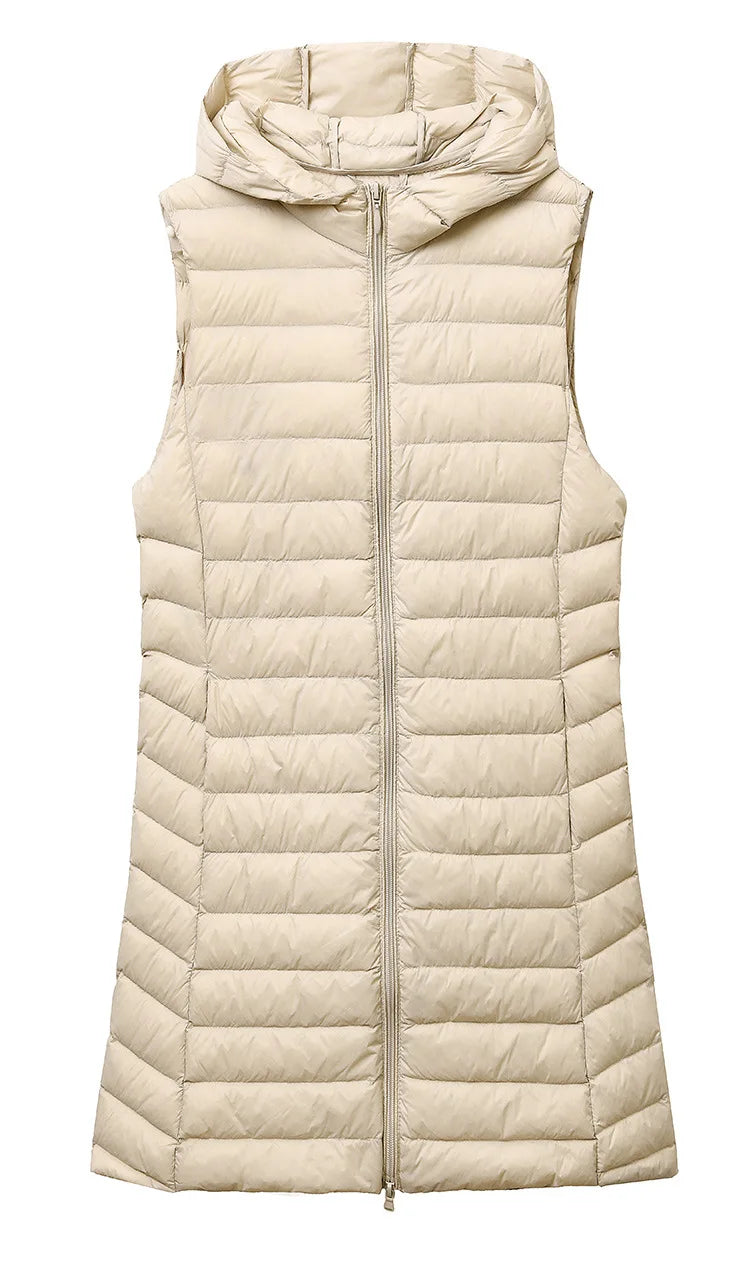 New Fashion Female Sleeveless Jacket Women Winter Light White Duck Down Jacket Slim Puffer Vest Portable Windproof Down Coat RT220