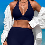 2025 High Waist Bikini Solid Halter Swimsuit Women Sexy Swimwear Female Bathers Bathing Swimming Swim Suit Beachwear RT220