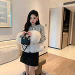 Autumn Winter Women's White Imitation Fox Fur Single Breasted Short Jacket New High-Quality Cotton/Non Cotton Wool Coats RT220