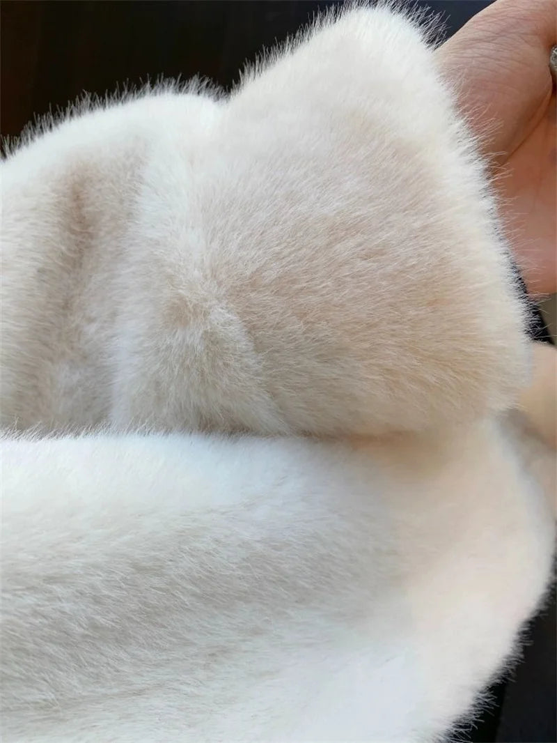 2024 Women Solid Color Stand Collar Mink Fur Top Female Long Sleeves Fox Fur Jacket Spring Autumn Lady Short Leather Fur Outwear RT220