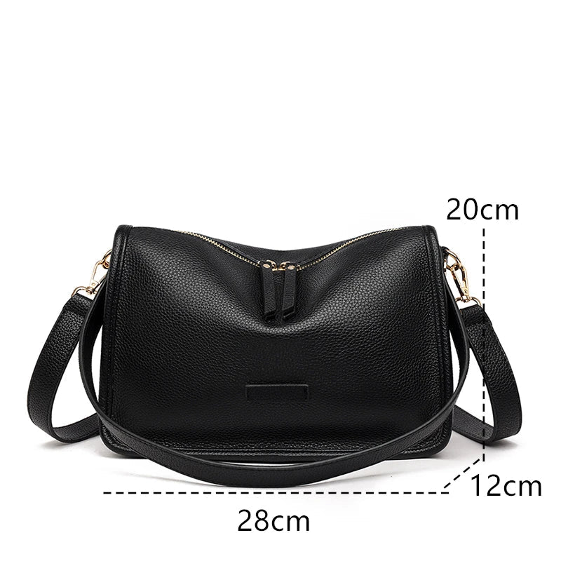 Soft Genuine Leather Messenger Bag Women Design Shoulder Crossbody Bag Purse Fashion Female High Quality Cow Leather Handbag New RT220
