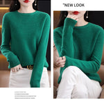 100% Merino Wool Knitted Sweater Autumn/Winter 2024 New Women's Round Neck Hollow Top 11 Color Pullover Versatile Coat NJR1107 RT220