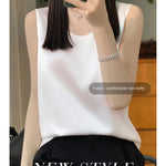 Women Tops Solid Spring Summer Casual Crop Tops Sexy O-neck Tank Tops Office Lady Pink White Top 2024 Fashion Korean Tank Top RT220