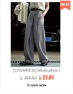 [LANMREM] Pleated Wool Shorts For Women High Waist Straight Office Lady Loose Clothing Korean Style 2025 Summer New 26D8692 RT220