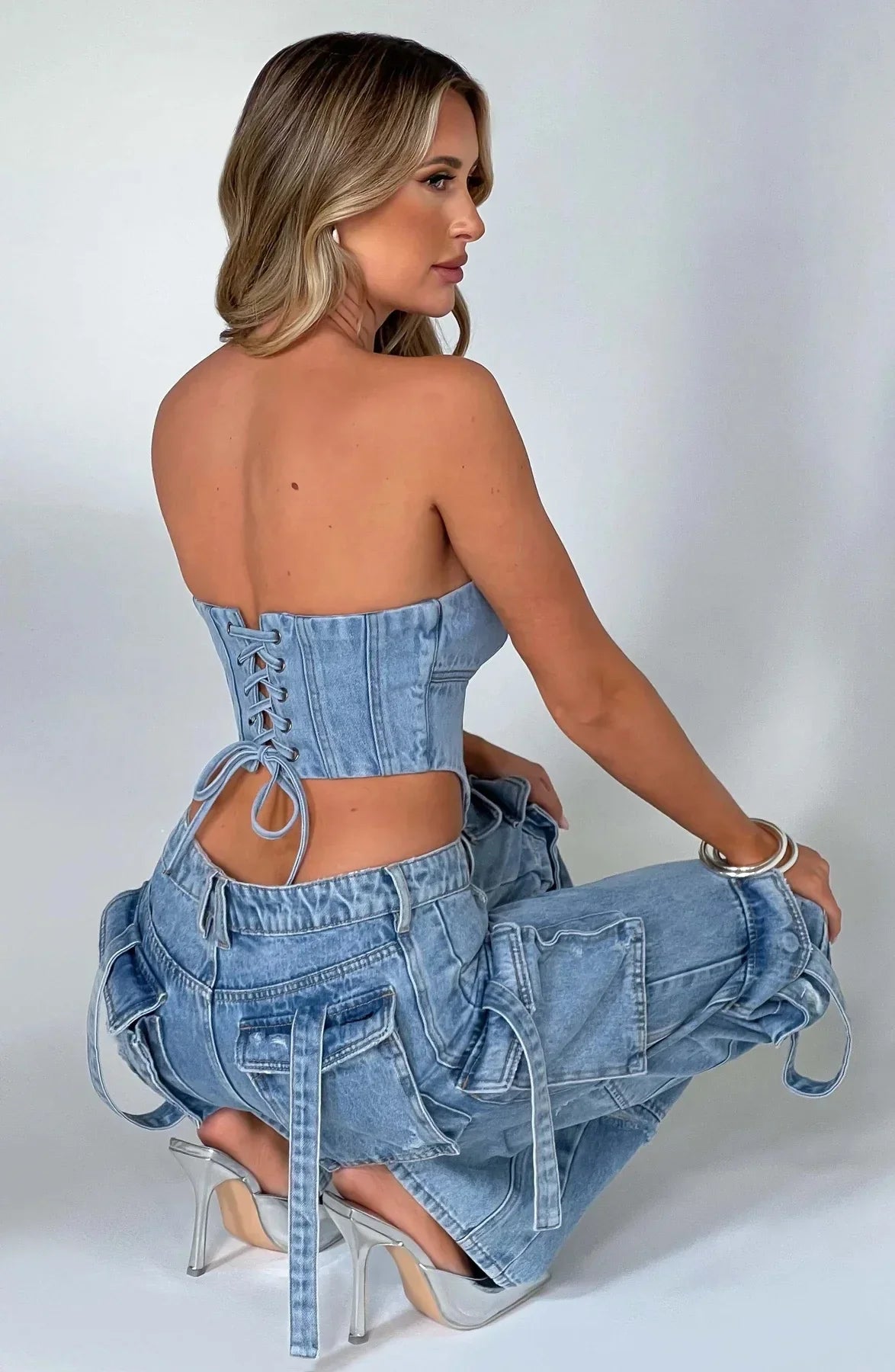 Fashion Multi-pocket Jeans New Baggy Jeans Women Cargo Pants Women High Waist Butt Lifter Loose Straight-leg Pants Tight Stretch RT220