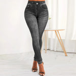 M XXL Faux Denim Leggings Women Clothing Summer High Waist Jeans Oversized Basics Pants Female Casual Slim Trousers RT220