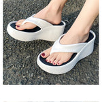 7CM Women's High Heeled Slippers Fashion Street Slides Outdoor Flip Flops Light EVA Comfortable Heightening Shoes RT220