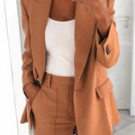 Women's blazer casual long-sleeved top solid color suit collar button simple temperament commuter plus size blazer RT220