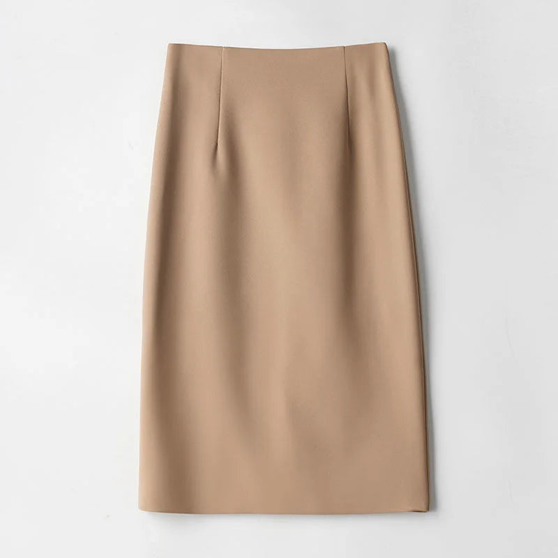 Office Lady Fashion Slim Solid Skirt Koreon Clothing Spring Summer Streetwear New High Waist Elegant Straight Midi Casual Skirts RT220