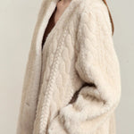 Women Fur Cardigan Thickened Long2025Spring And Autumn V-neck Jacket Female Loose Simple Leisure With Buttons Faux Fur Mink Coat RT220