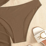 Long Sleeves Dress Bikini Set 2025 Women Neon Green Lace Up 3 Pieces Swimsuit Brazilian Bathing Suit Pleate Cover Up Swimwear RT220