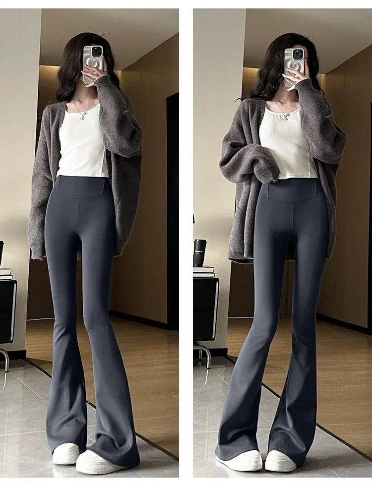 Outer Wear Women's Peach Hip Flare Pants Slim Yoga Pants Solid Color High-waisted Antibacterial Hundred Bottoms RT220