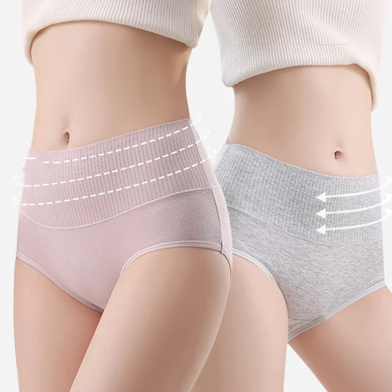 Cotton Women's Panties Elastic Soft Large Size XXL Solid color Ladies Underwear Breathable Sexy High Waist Tummy control Briefs RT220
