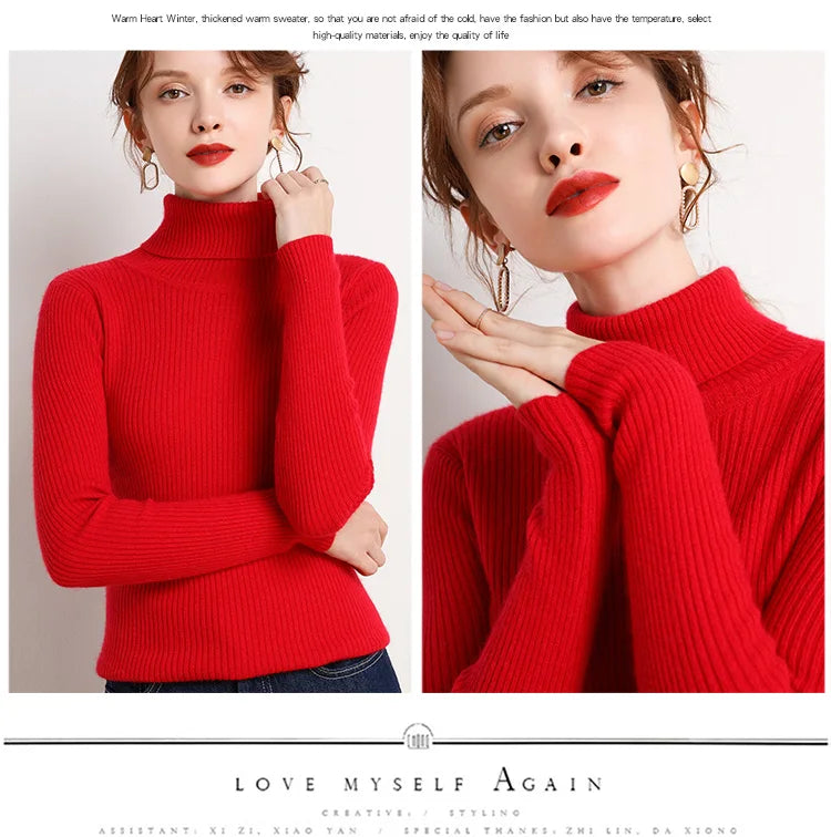 Women Fall Turtleneck Sweater Knitted Soft Pullovers Cashmere Jumpers Basic Soft Sweaters For Women 2025 Autumn Winter RT220