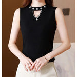 Women Spring New Fashion Sweet Pullovers Base Layers Candy Color Diamonds Hollow Out Knit Vest Slim Versatile Sleeveless Tops RT220