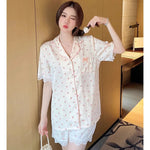 Honey Peach Print Lace Korean Ins Style Pajamas Women Y2k Three-piece Set Classy Sweet Cute Lady Lounge 2024 New Spring Homewear RT220