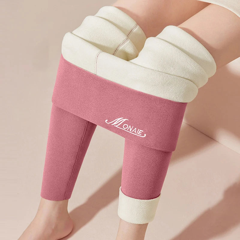 Women Leggings Winter Velvet Thickened Cotton Stretchy Legging High Waist Solid Casual Fleece Warm Tights Pants RT220