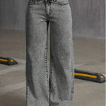 HOUZHOU Women's Loose Fit Distressed Straight Leg Jeans Blue Sweet Bow Embroidery Denim Trousers Casual Baggy Jeans with Pockets RT220