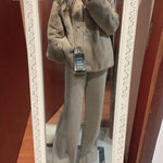 Autumn and Winter New High-waisted Loose Wool Knitted Wide-leg Trousers for Women To Wear Straight Leg Wide-leg Moped Trousers RT220