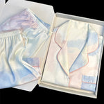 Honey Peach Print Lace Korean Ins Style Pajamas Women Y2k Three-piece Set Classy Sweet Cute Lady Lounge 2024 New Spring Homewear RT220