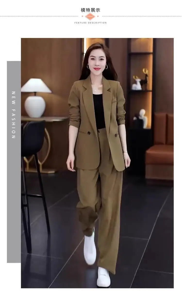 Women's 2025 Spring New Fashionable and Stylish Professional Suit Two Piece Set Korean Elegant Casual Suit Pants Two Piece Set RT220