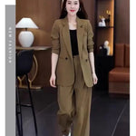 Women's 2025 Spring New Fashionable and Stylish Professional Suit Two Piece Set Korean Elegant Casual Suit Pants Two Piece Set RT220