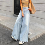 Woman High Waist High Street Wide Leg Jeans Female Loose Designer Pants Girls Fashion Y2k Blue Light Blue Gothic Denim Trousers RT220