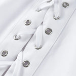 Fashion White Lapel Oversize Long Sleeve Shirts 2025 Spring New Weave Drawstring Blouse Lady Holiday Beach Street Chic Loose Top RT220