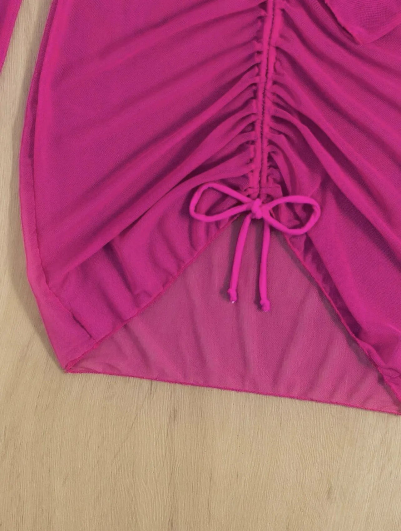 Long Sleeves Dress Bikini Set 2025 Women Neon Green Lace Up 3 Pieces Swimsuit Brazilian Bathing Suit Pleate Cover Up Swimwear RT220