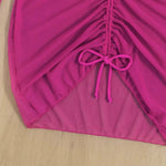 Long Sleeves Dress Bikini Set 2025 Women Neon Green Lace Up 3 Pieces Swimsuit Brazilian Bathing Suit Pleate Cover Up Swimwear RT220