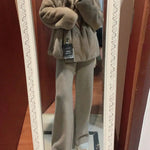 Autumn and Winter New High-waisted Loose Wool Knitted Wide-leg Trousers for Women To Wear Straight Leg Wide-leg Moped Trousers RT220