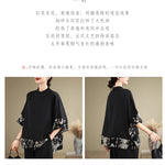 Oversized Summer Pullover T-Shirt Tops Women Print Patchwork Fashion Casual Loose Pleated Ladies Blouses Short Sleeve Woman Tops RT220