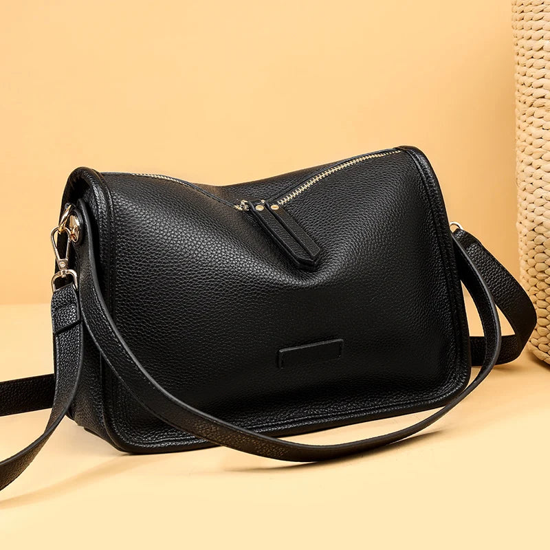 Soft Genuine Leather Messenger Bag Women Design Shoulder Crossbody Bag Purse Fashion Female High Quality Cow Leather Handbag New RT220