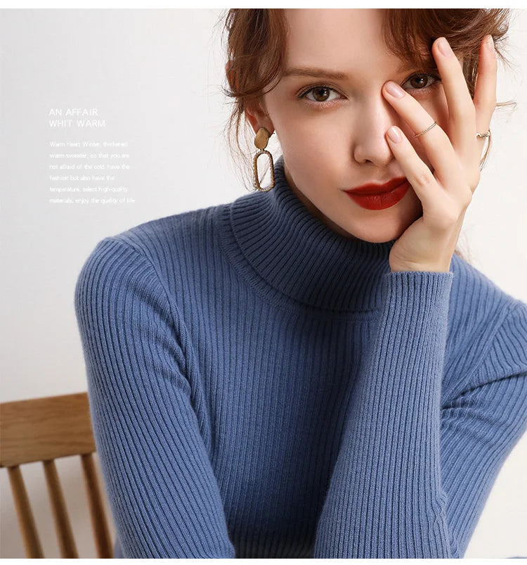 Women Fall Turtleneck Sweater Knitted Soft Pullovers Cashmere Jumpers Basic Soft Sweaters For Women 2025 Autumn Winter RT220