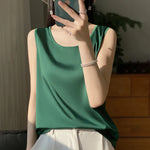 Women Tops Solid Spring Summer Casual Crop Tops Sexy O-neck Tank Tops Office Lady Pink White Top 2024 Fashion Korean Tank Top RT220