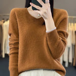 2024 New Womens Basic V-neck Pullover Sweater 100% Merino Wool Long Sleeve Cashmere Knitwear Autumn Winter Female Clothing Tops RT220