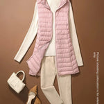 New Fashion Female Sleeveless Jacket Women Winter Light White Duck Down Jacket Slim Puffer Vest Portable Windproof Down Coat RT220