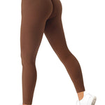 Women's Solid Color High Waist Simple Yoga Fitness Daily Ribbed Sports Cycling Leggings RT220