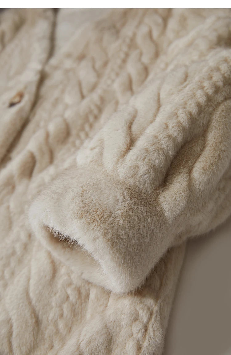 Women Fur Cardigan Thickened Long2025Spring And Autumn V-neck Jacket Female Loose Simple Leisure With Buttons Faux Fur Mink Coat RT220