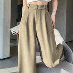 Seoulish Spring Summer Elegant Button Women's Wide Leg Pants 2025 New High Waist Solid Casual Loose Straight Trousers for Womens RT220