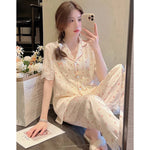 Honey Peach Print Lace Korean Ins Style Pajamas Women Y2k Three-piece Set Classy Sweet Cute Lady Lounge 2024 New Spring Homewear RT220