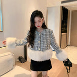 Autumn Winter Women's White Imitation Fox Fur Single Breasted Short Jacket New High-Quality Cotton/Non Cotton Wool Coats RT220
