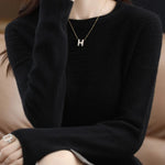 100% Merino Wool Knitted Sweater Autumn/Winter 2024 New Women's Round Neck Hollow Top 11 Color Pullover Versatile Coat NJR1107 RT220