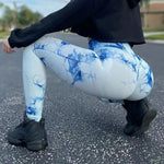 Women Gym Tie Dye Leggings Butt Lifting Fitness Yoga Athletic Scrunch Pants Elastic Workout Training Sports Tights RT220
