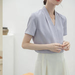 2025 Fashion Summer Short Sleeve V-Neck Women Blouse White Blouse Shirt Women Tops Blouses Shirts Blusas Para Mujer Camisas XL86 RT220