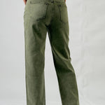 Military Green Fashionable Ladies' Jeans, High-Waisted Long Style, Designed For Street Casual Wear, With Comfortable Fabric.Y2K RT220
