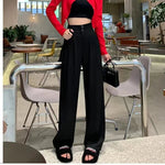 Elegant Wide Leg Pants Women Korean Style High Waist Black Baggy Pants Office Ladies Fashion Loose Suit Trousers Streetwear 2024 RT220