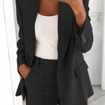 Women's blazer casual long-sleeved top solid color suit collar button simple temperament commuter plus size blazer RT220