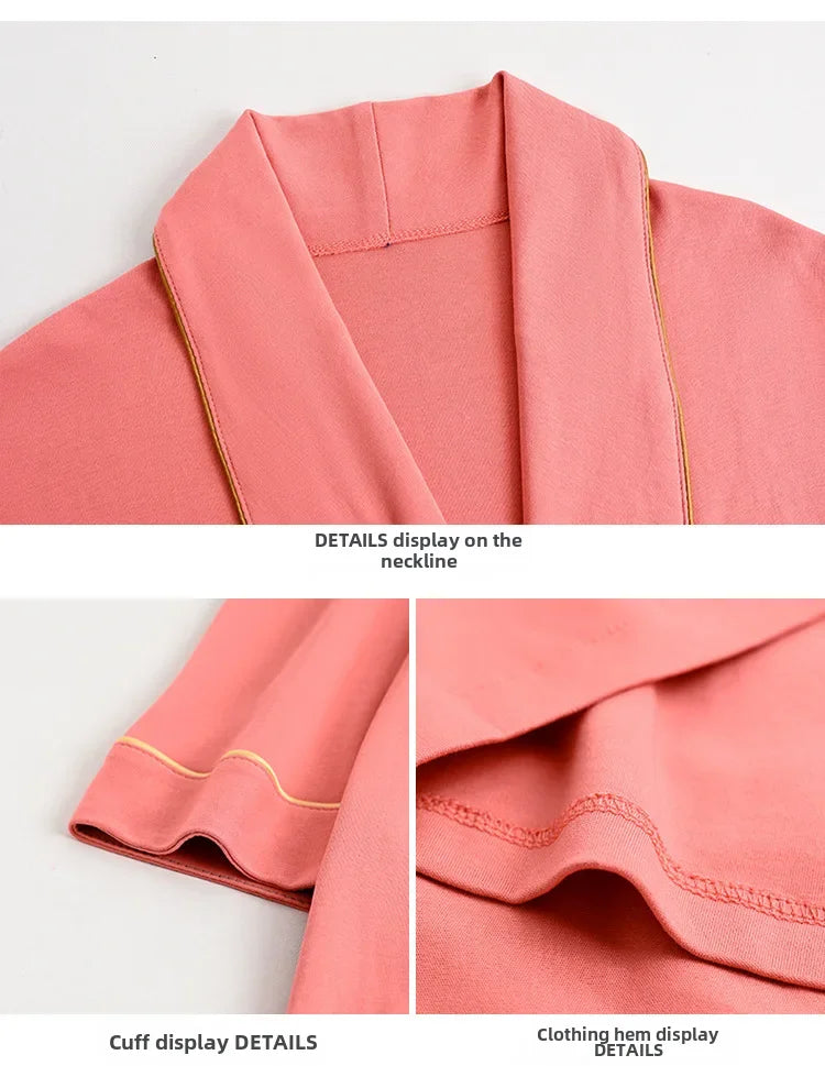 Spring Autumn Long Sleeve Cotton Casual Loose-fit Quick Dry Bathrobe For Women Medium-length Home Use Robe For Young Mothers RT220