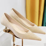 Western Style Fashion Simplicity Party Women Shoes 4.5cm Thin Heels Mid-heels Shallow Pointed Toe Flock Ladies Shoes Wine Red RT220